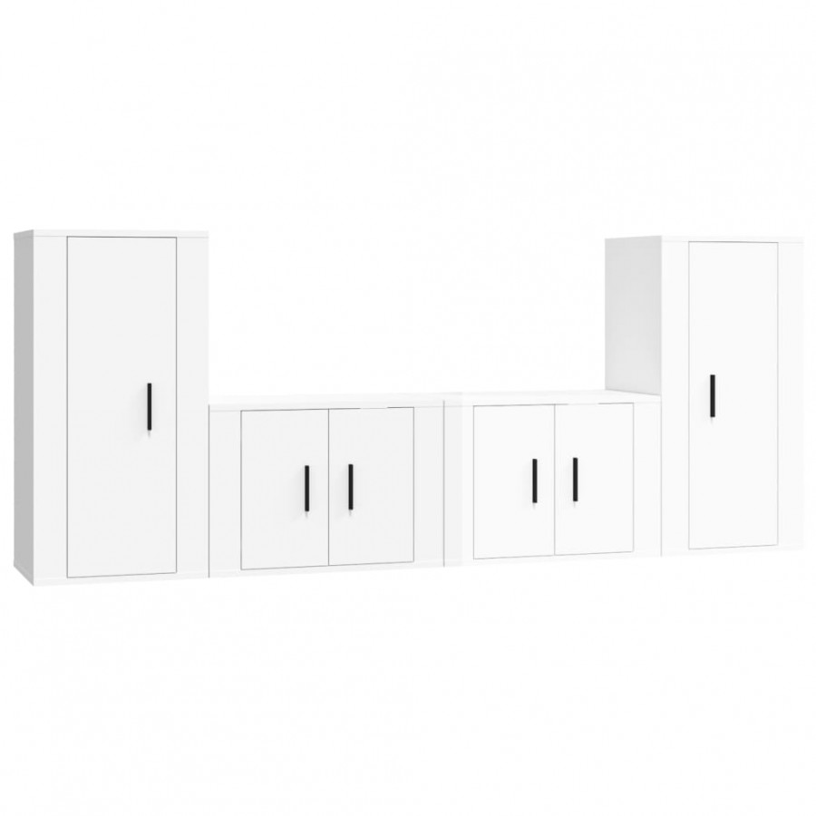 Ensemble de meubles TV 4 pcs Blanc brillant 
