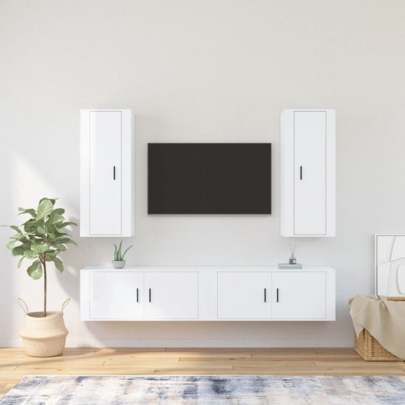 Ensemble de meubles TV 4 pcs Blanc brillant 
