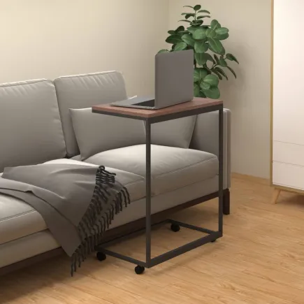 Table d'appoint avec roues Noir 55x35x70 cm