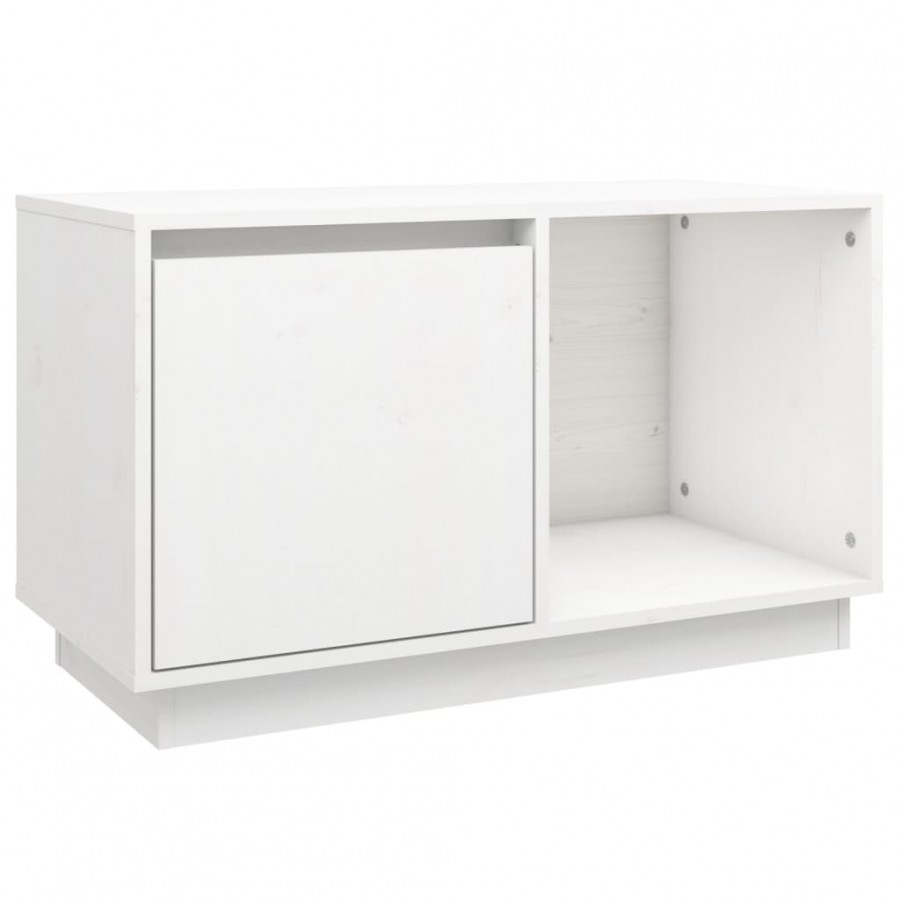 Meuble TV Blanc 74x35x44 cm Bois de pin massif