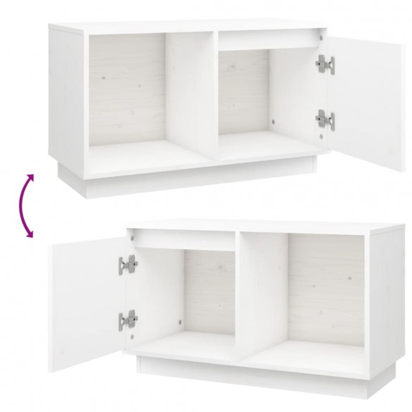 Meuble TV Blanc 74x35x44 cm Bois de pin massif