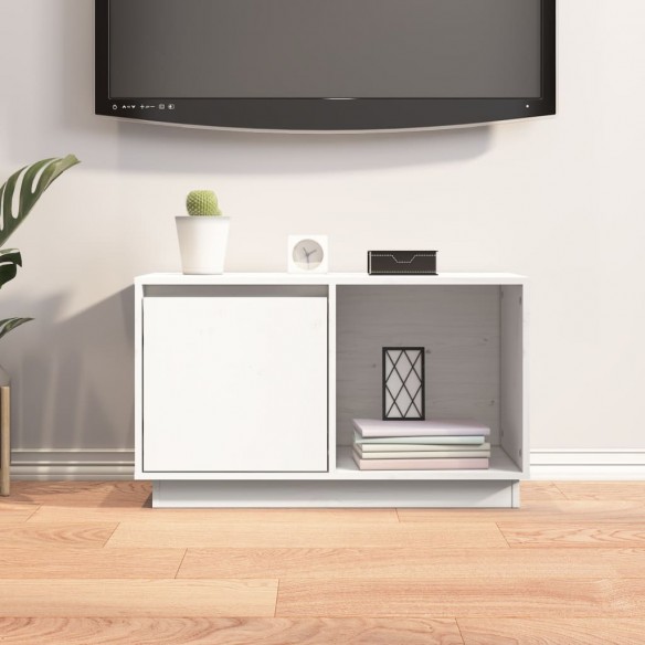 Meuble TV Blanc 74x35x44 cm Bois de pin massif
