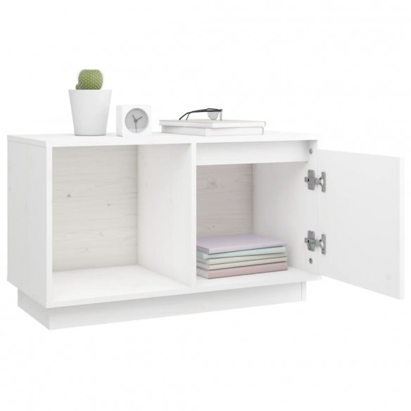 Meuble TV Blanc 74x35x44 cm Bois de pin massif
