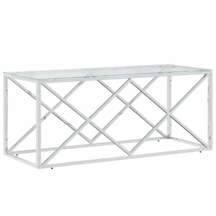 Table basse 110x45x45 cm acier inoxydable et verre 2