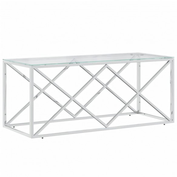 Table basse 110x45x45 cm acier inoxydable et verre Table basse 110x45x45 cm acier inoxydable et verre