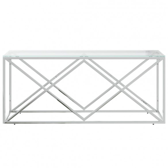 Table basse 110x45x45 cm acier inoxydable et verre Table basse 110x45x45 cm acier inoxydable et verre