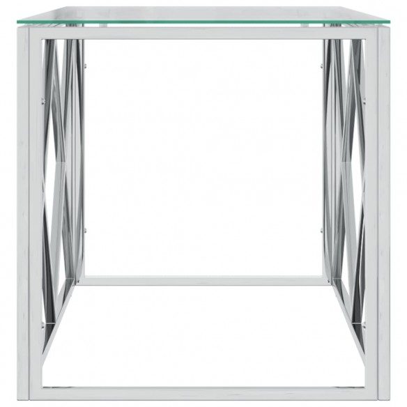 Table basse 110x45x45 cm acier inoxydable et verre Table basse 110x45x45 cm acier inoxydable et verre