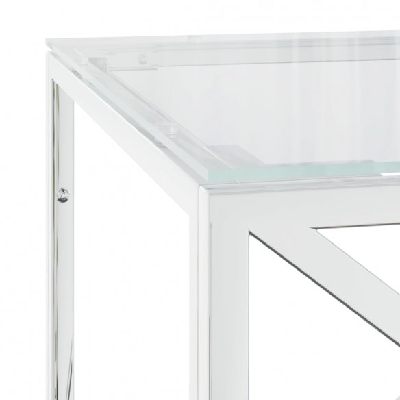 Table basse 110x45x45 cm acier inoxydable et verre Table basse 110x45x45 cm acier inoxydable et verre