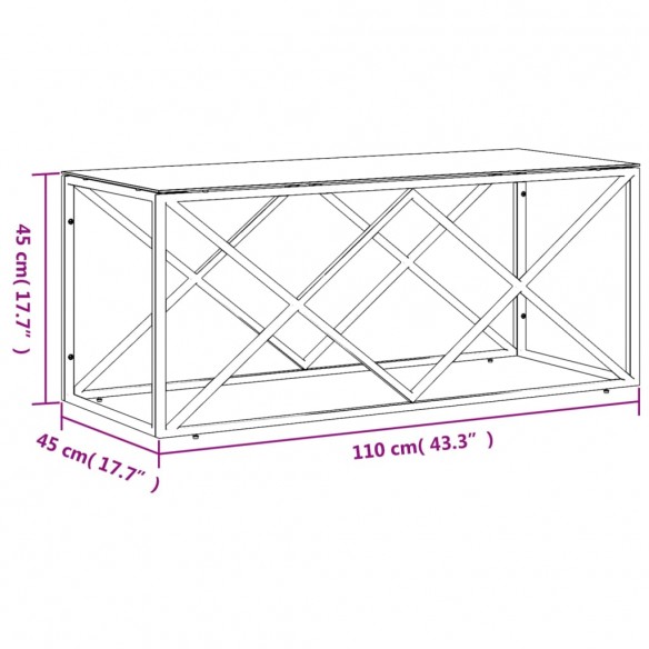 Table basse 110x45x45 cm acier inoxydable et verre Table basse 110x45x45 cm acier inoxydable et verre