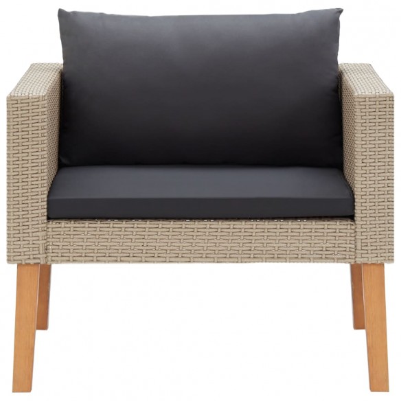 Canapé simple de jardin avec coussins Résine tressée Beige