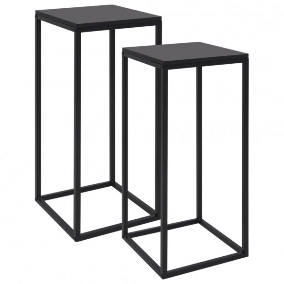 Tables d'appoint 2 pcs Noir Acier Tables d'appoint 2 pcs Noir Acier