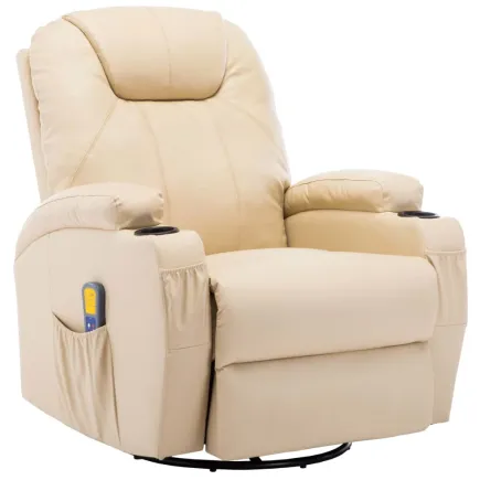 Fauteuil à bascule de massage Crème Similicuir 2