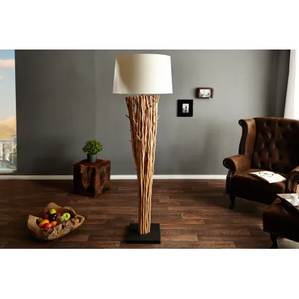 Lampadaire design 175 cm en bois flotté coloris blanc 2