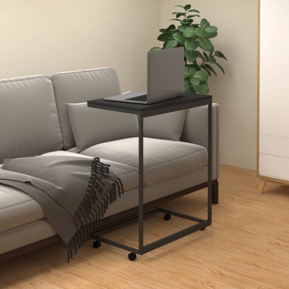 Table d'appoint avec roues Noir 55x35x70 cm 