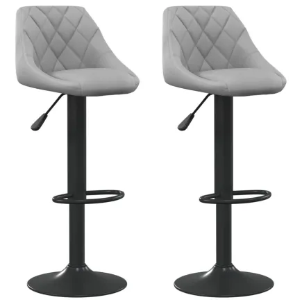 Tabourets de bar lot de 2 gris clair velours 2