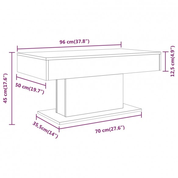 Table basse Chêne marron 96x50x45 cm 