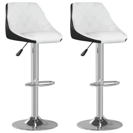 Tabourets de bar lot de 2 blanc et noir similicuir 2