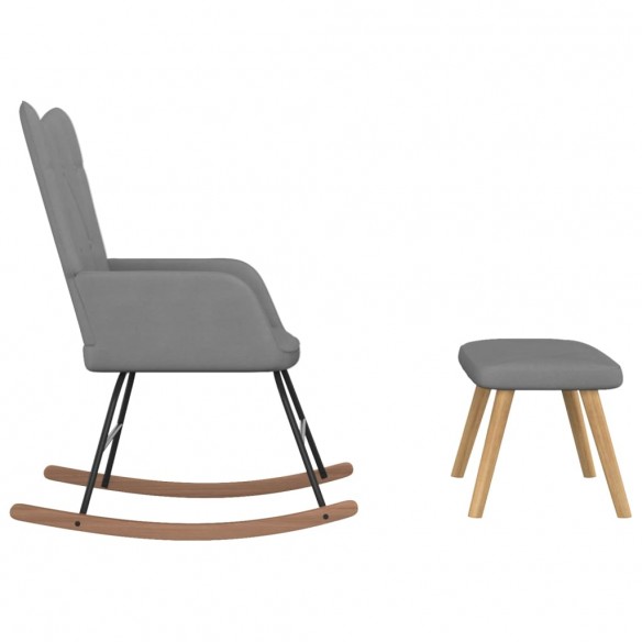 Chaise à bascule avec repose-pied Gris foncé Tissu Chaise à bascule avec repose-pied Gris foncé Tissu