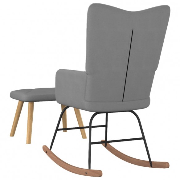 Chaise à bascule avec repose-pied Gris foncé Tissu Chaise à bascule avec repose-pied Gris foncé Tissu
