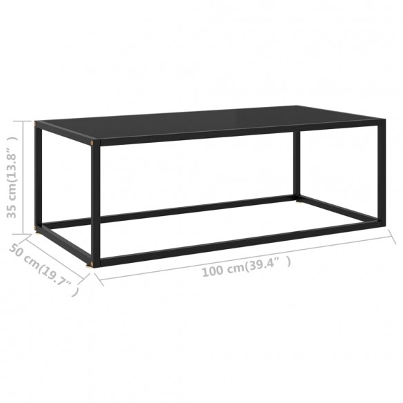 Table basse Noir avec verre noir 100x50x35 cm Table basse Noir avec verre noir 100x50x35 cm