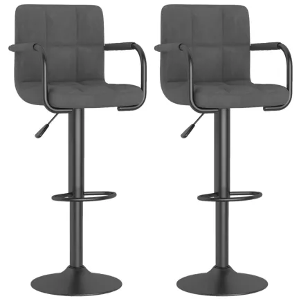Tabourets de bar lot de 2 gris foncé velours 2