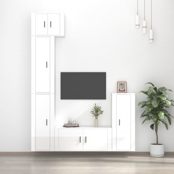 Ensemble de meubles TV 5 pcs Blanc brillant 