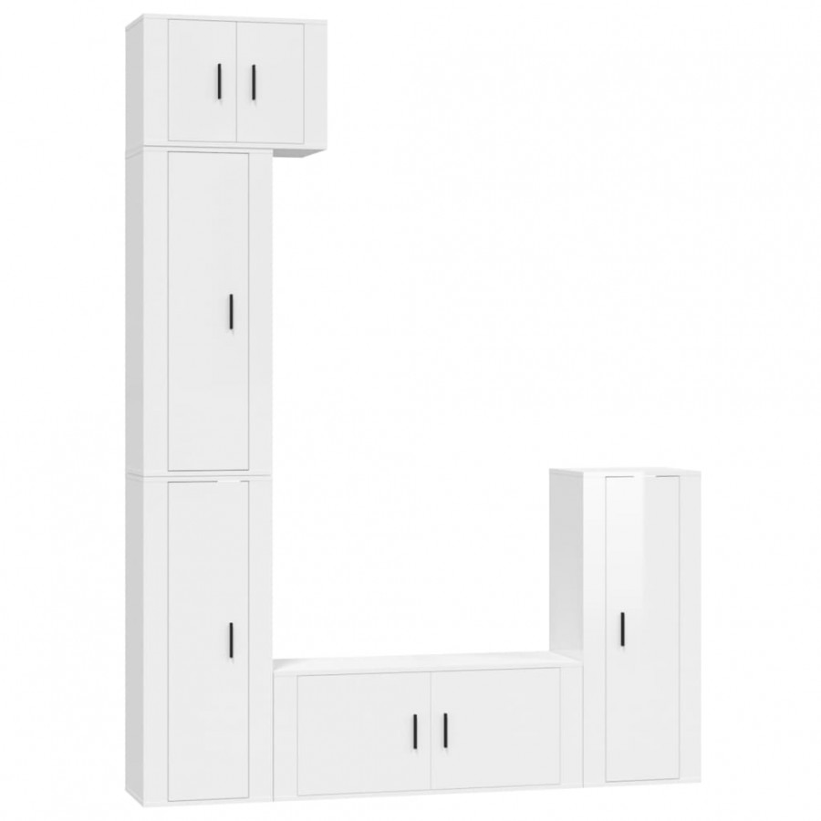 Ensemble de meubles TV 5 pcs Blanc brillant 