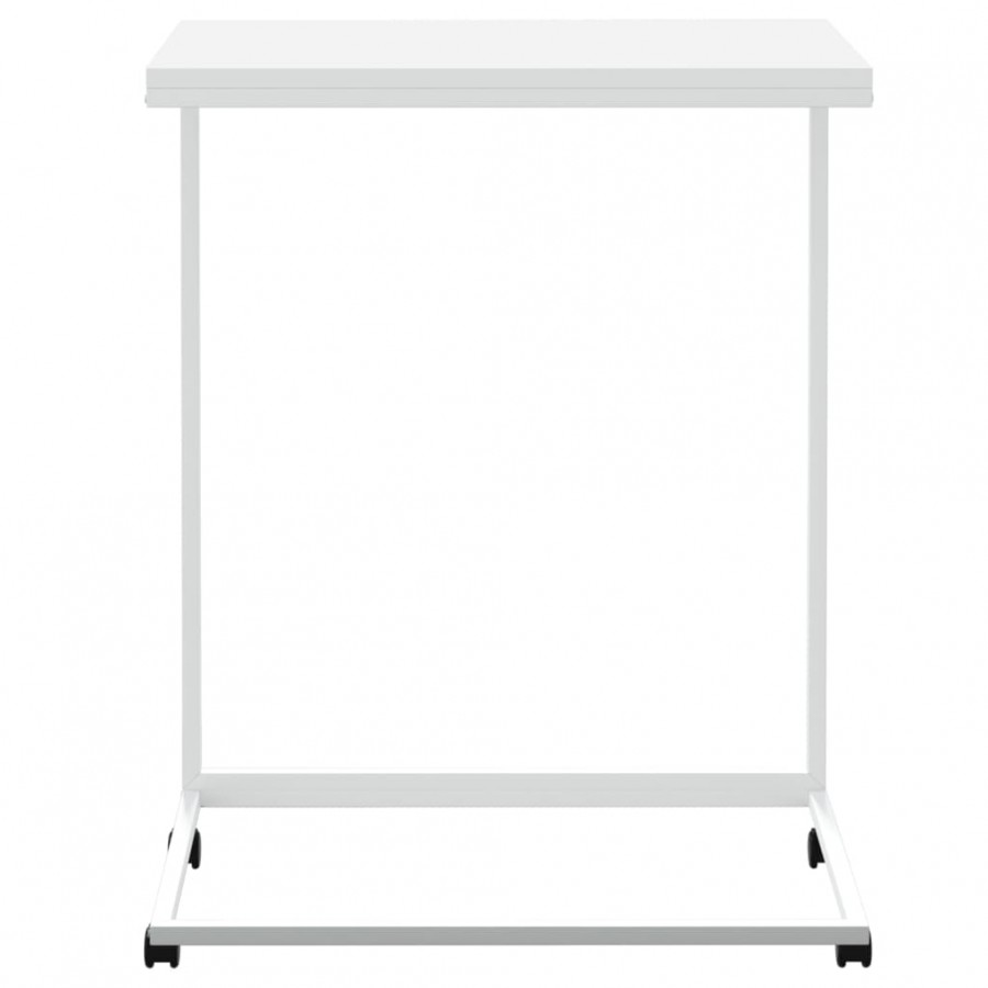 Table d'appoint avec roues Blanc 55x35x70 cm