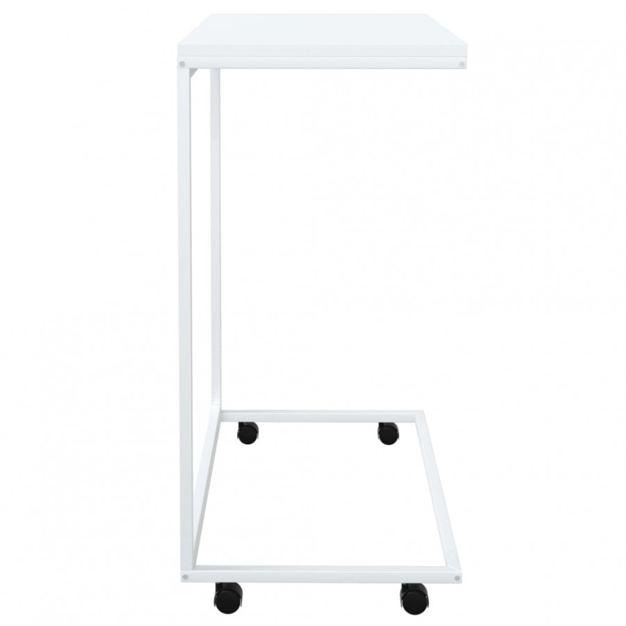 Table d'appoint avec roues Blanc 55x35x70 cm