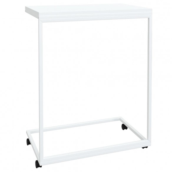 Table d'appoint avec roues Blanc 55x35x70 cm  Table d'appoint avec roues Blanc 55x35x70 cm