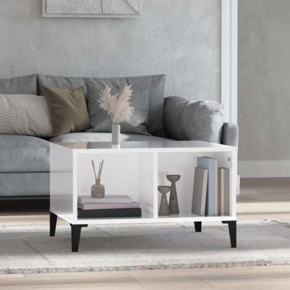 Table basse Blanc brillant 60x50x36,5 cm 