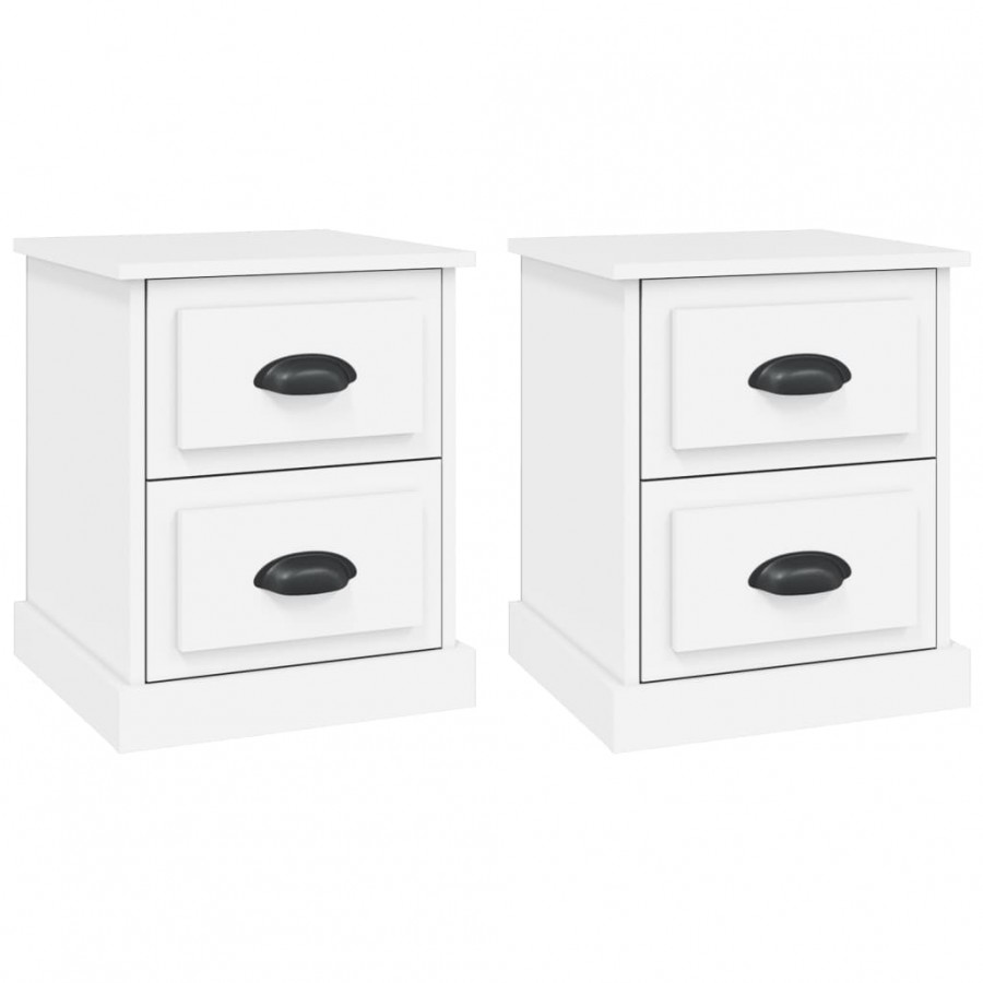 Tables de chevet 2 pcs blanc 39x39x47,5 cm bois d'ingénierie