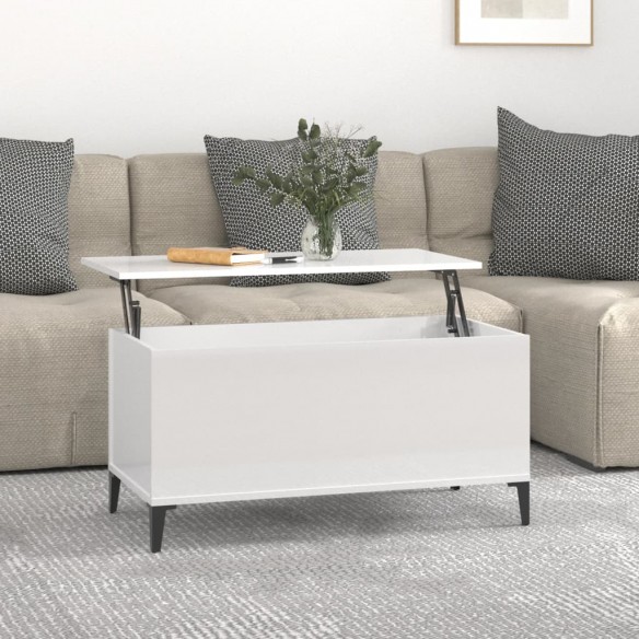 Table basse Blanc brillant 90x44,5x45 cm 