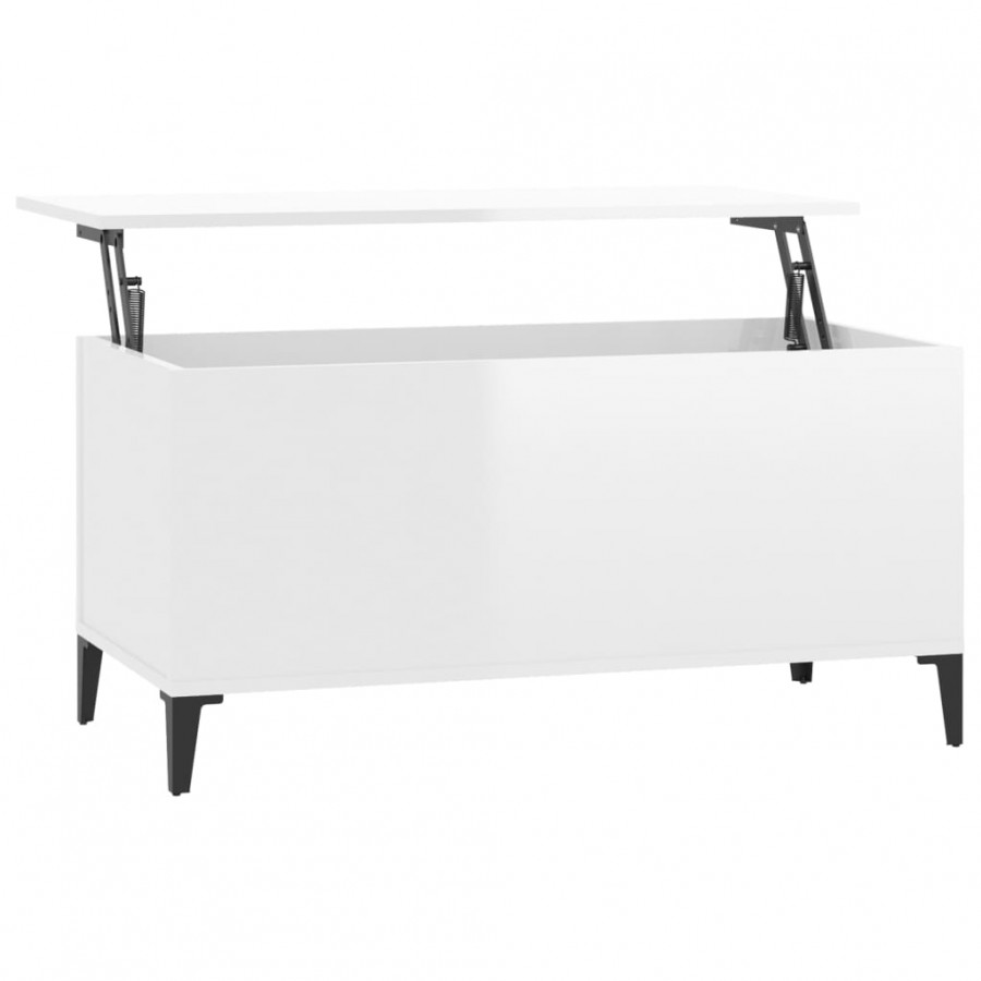 Table basse Blanc brillant 90x44,5x45 cm 