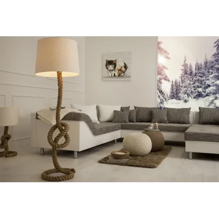 Lampadaire de 160 cm en lin écrue