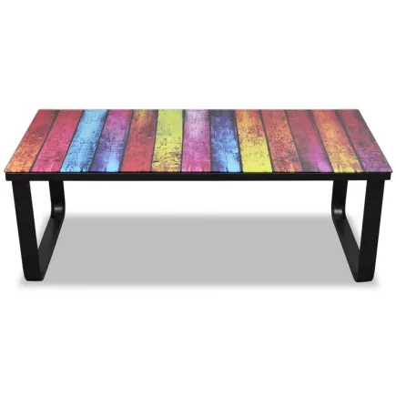 Table basse avec impression d'arc-en-ciel Dessus en verre 2