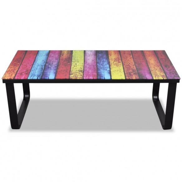 Table basse avec impression d'arc-en-ciel Dessus en verre Table basse avec impression d'arc-en-ciel Dessus en verre