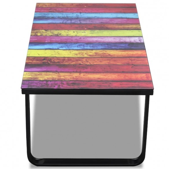 Table basse avec impression d'arc-en-ciel Dessus en verre Table basse avec impression d'arc-en-ciel Dessus en verre