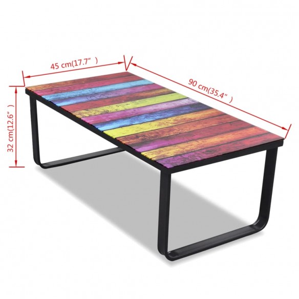 Table basse avec impression d'arc-en-ciel Dessus en verre Table basse avec impression d'arc-en-ciel Dessus en verre