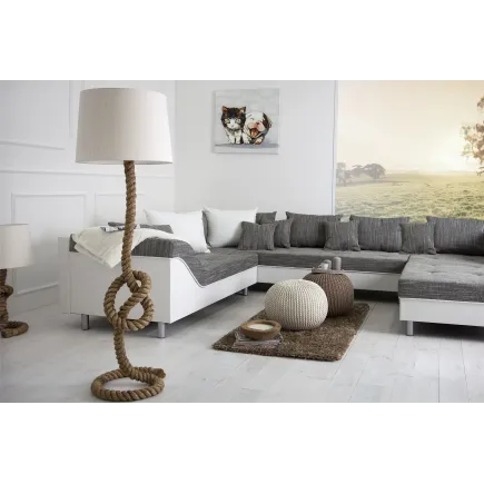 Lampadaire de 160 cm en lin écrue 2