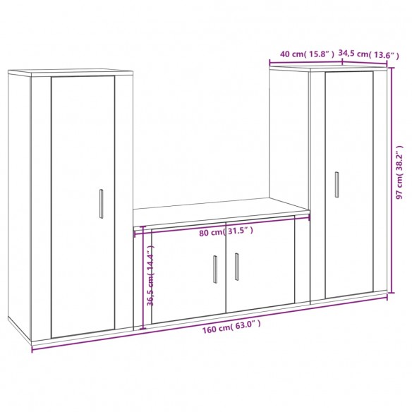 Ensemble de meubles TV 3 pcs Blanc 