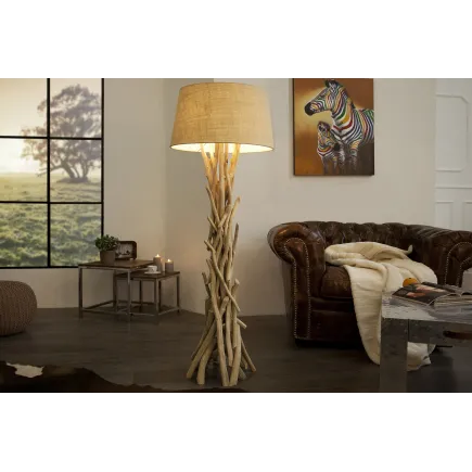 Lampadaire de 155 cm en bois flotté  coloris beige