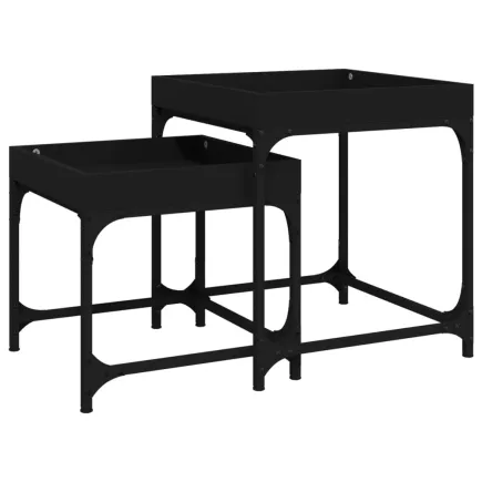 Tables d'appoint 2 pcs Noir  2