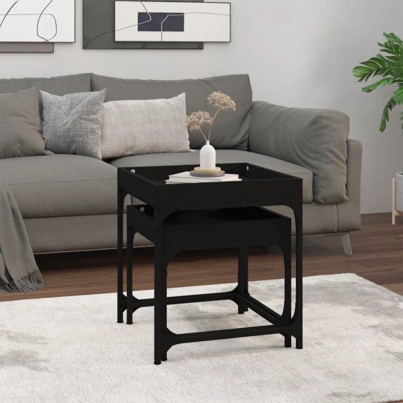 Tables d'appoint 2 pcs Noir  Tables d'appoint 2 pcs Noir
