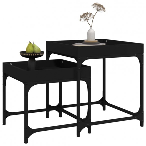 Tables d'appoint 2 pcs Noir  Tables d'appoint 2 pcs Noir