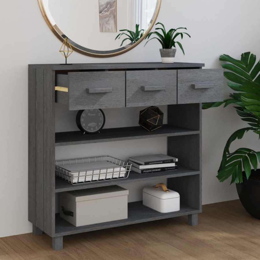 Table console HAMAR Gris foncé 90x35x90 cm Bois massif de pin
