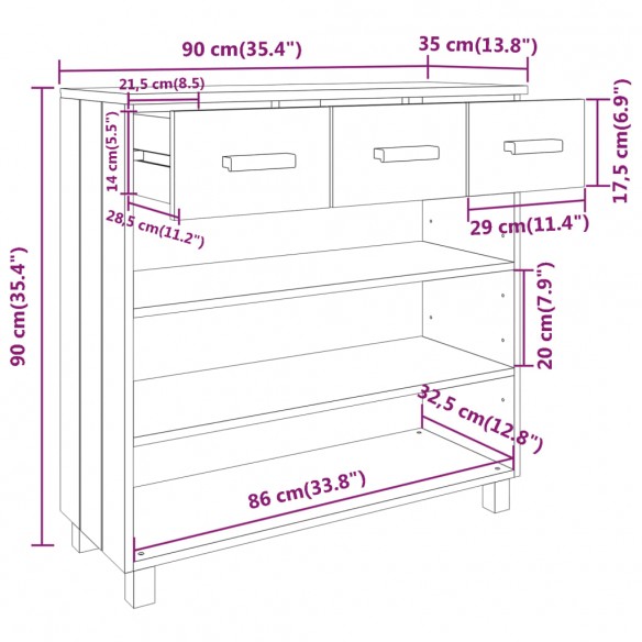 Table console HAMAR Gris foncé 90x35x90 cm Bois massif de pin Table console HAMAR Gris foncé 90x35x90 cm Bois massif de pin