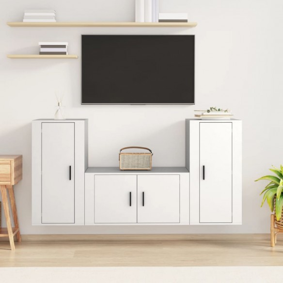 Ensemble de meubles TV 3 pcs Blanc 