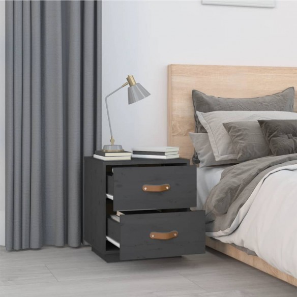 Table de chevet Gris 40x34x45 cm Bois de pin massif Table de chevet Gris 40x34x45 cm Bois de pin massif