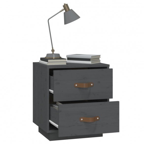Table de chevet Gris 40x34x45 cm Bois de pin massif Table de chevet Gris 40x34x45 cm Bois de pin massif